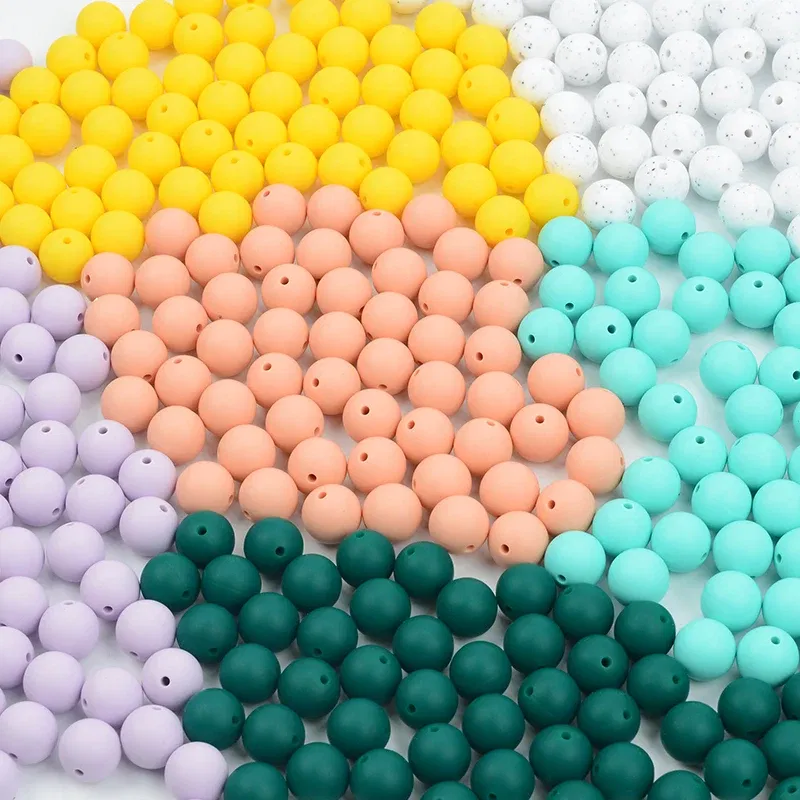 Color: Black - 500pcs Silicone Beads Food Grade Round 9mm 12mm 15mm 19mm 22mm Baby Teething Toys DIY Baby Pendant Necklace Silicone Teeth