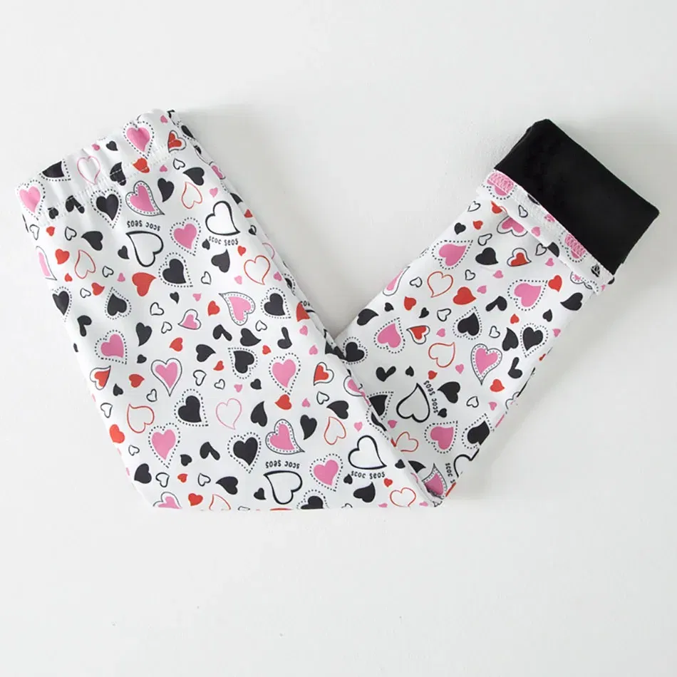 Color: Red, Size: 130cm - Warmth and Cozy Girls Plush Lined Thickened Elastic Leggings Long Pants Suitable Kids Daily Wear in Autumn Winter Cold Weather
