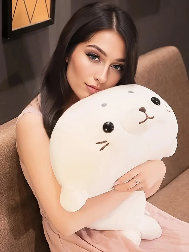 Adorable White Seal Plush Toy - Soft, Cuddly & Creative Lying Posture Pillow Doll