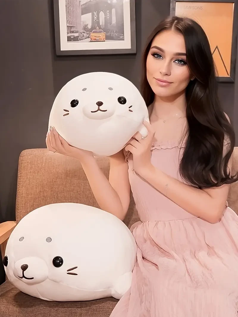 Adorable White Seal Plush Toy - Soft, Cuddly & Creative Lying Posture Pillow Doll