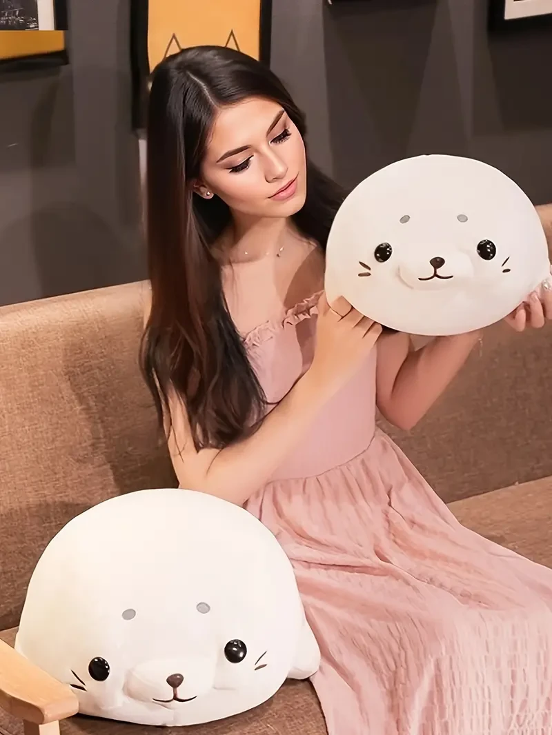 Adorable White Seal Plush Toy - Soft, Cuddly & Creative Lying Posture Pillow Doll