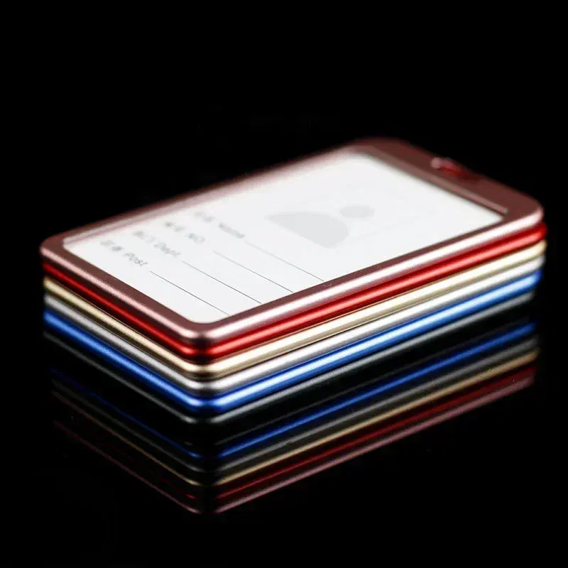 Color: Yellow / Gold - Aluminum Alloy Card Cover Case Women Men Work Name Bank ID Card Holders Business Badge Case Credit Card Badge Case Bag Pouch