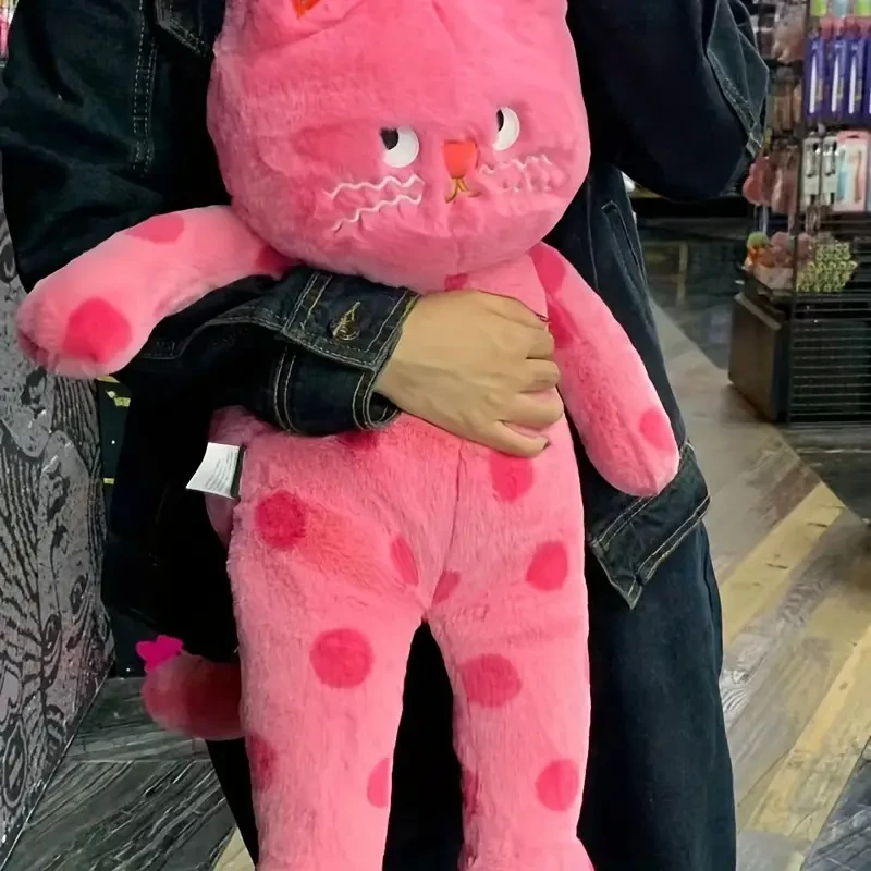 60cm/23.62in Big Pink And Black Cute Polka Dot Cat Plush Toy