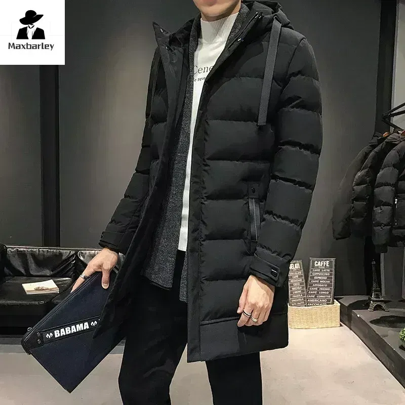 Color: GRAY, Size: L - Men Long Down Jackets Winter Coats Chaquetas Hooded Casual Winter Parkas High Quality Male Green Warm Parkas Coats Size 8XL