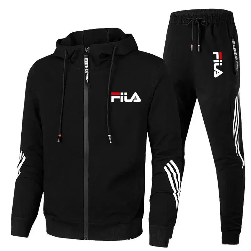Color: PURPLE, Size: S, Ships From: CHINA - Men's spring and Fall outdoor zipper jacket + sweatpants jogging set Casual basketball fitness two-piece set