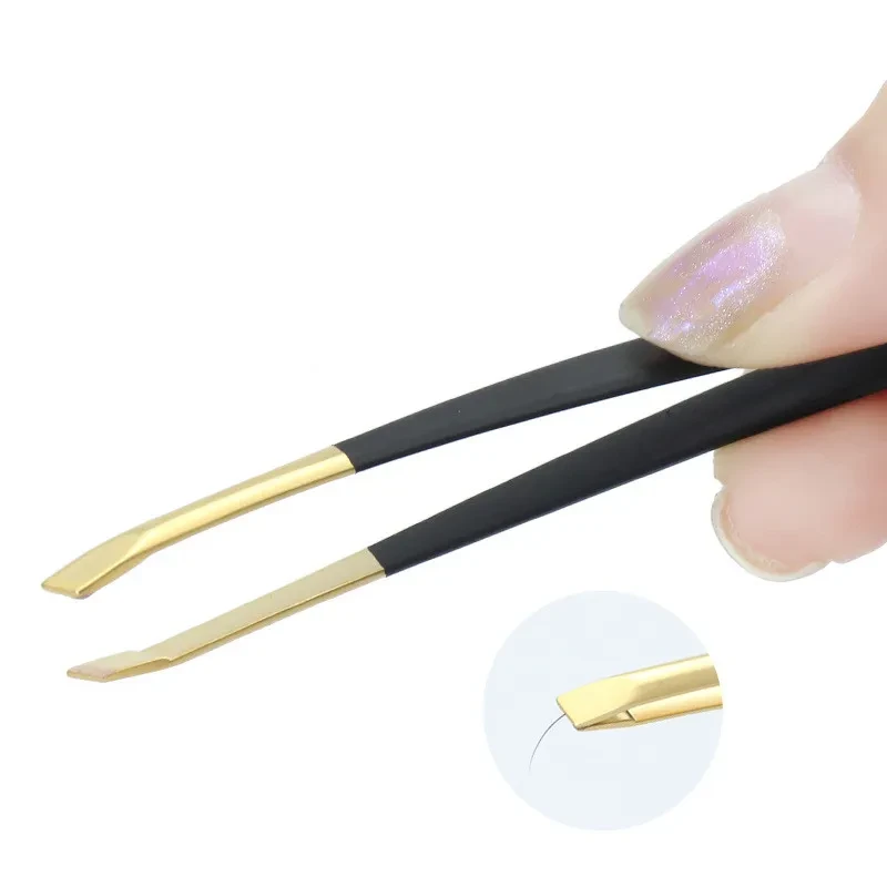 Stainless Steel Beauty Tweezers Oblique Eyebrow Clip