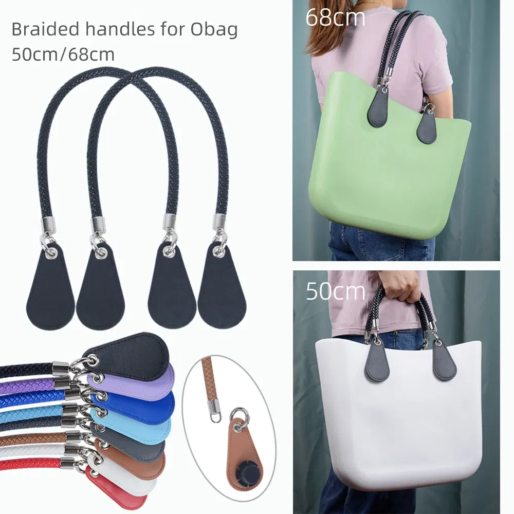 Color: Light Grey, Ships From: CHINA - New 1 pair Obag PU Woven braided leather Rope Handles straps round handlefor O Bag accessoires