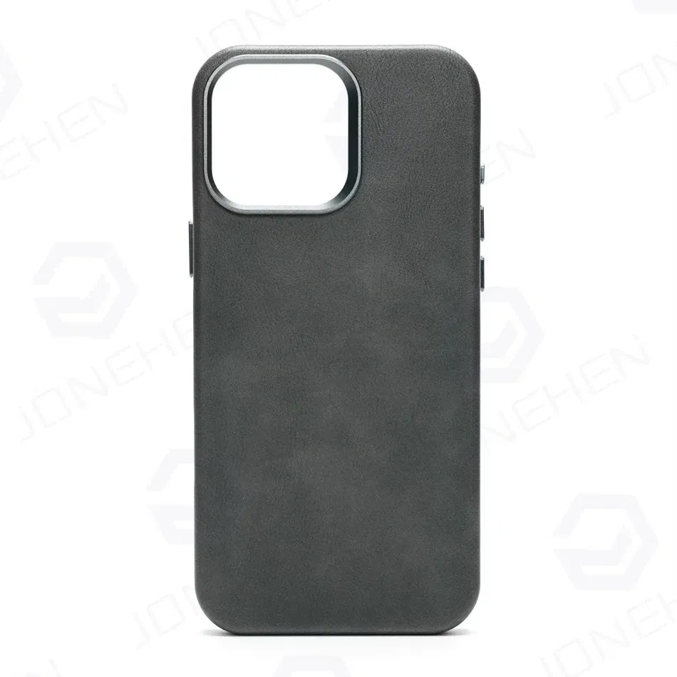 Color: GRAY, Material: Pc + tpu - High-end Retro Oil Wax Pattern Magnetic For Magsafe Leather Case For iPhone Air 15 14 Plus 13 16 17 Pro Max Camera Button Cover