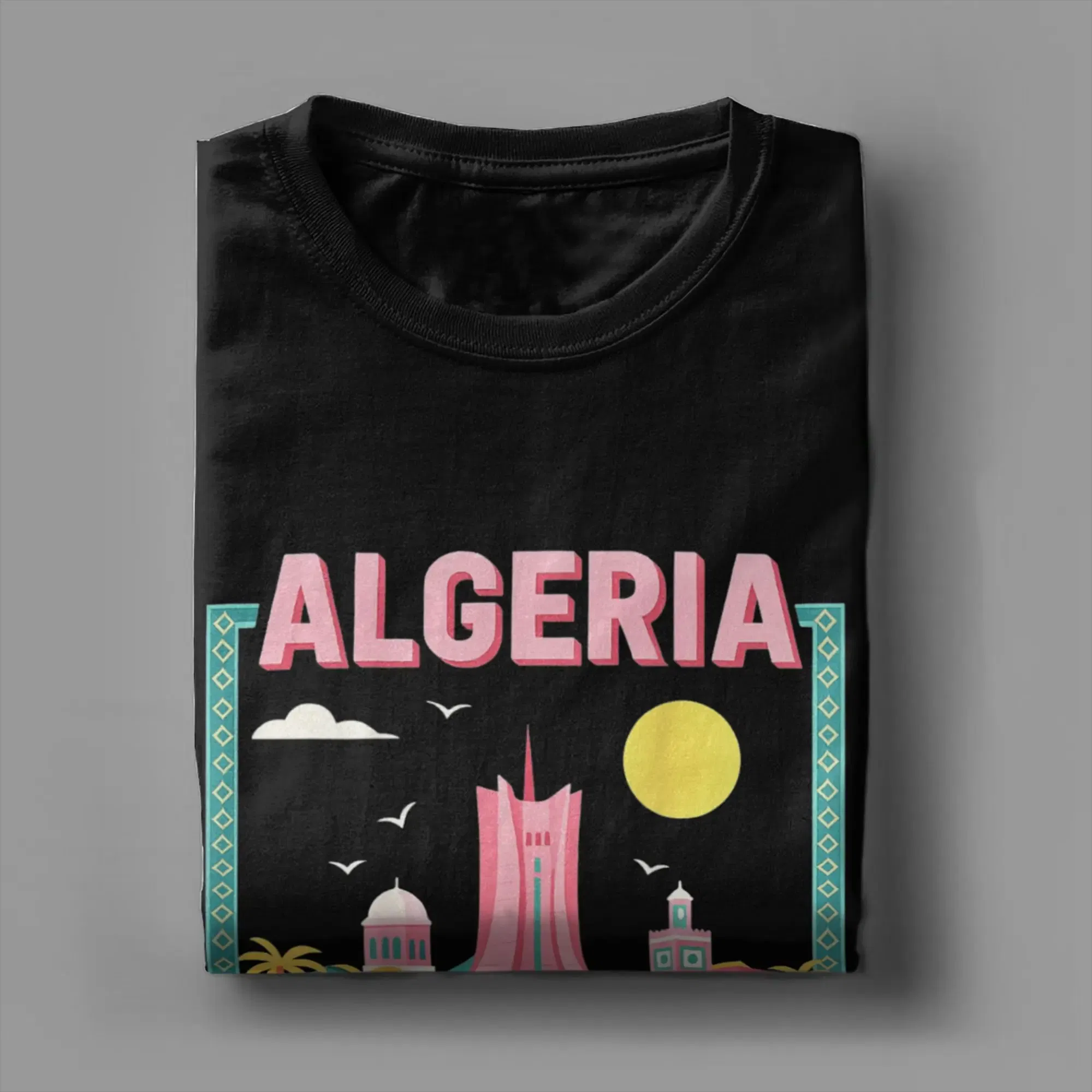 Color: ROYAL BLUE, Size: M - Men Algeria DZ City Algerian T Shirts Africa Arab Pure Cotton Clothes Hipster Short Sleeve Crewneck Tees Gift Idea T-Shirt