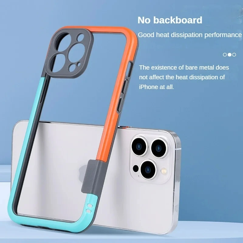 Color: Beige, Ships From: CHINA, Material: Nylon - Better Heat Dissipation Dual Color Bumper Border Soft Phone Case For iPhone 17 16 15 14 13 12 11 Pro Max 7 8 Plus XS XR