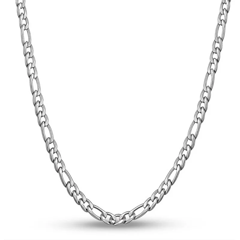 Gem Color: Caramel, Length: 55cm - 925 Sterling Silver 40-75cm Figaro Chain Necklace Men Women Fashion Simple Chain Wedding Christmas Gift Jewelry Accessories