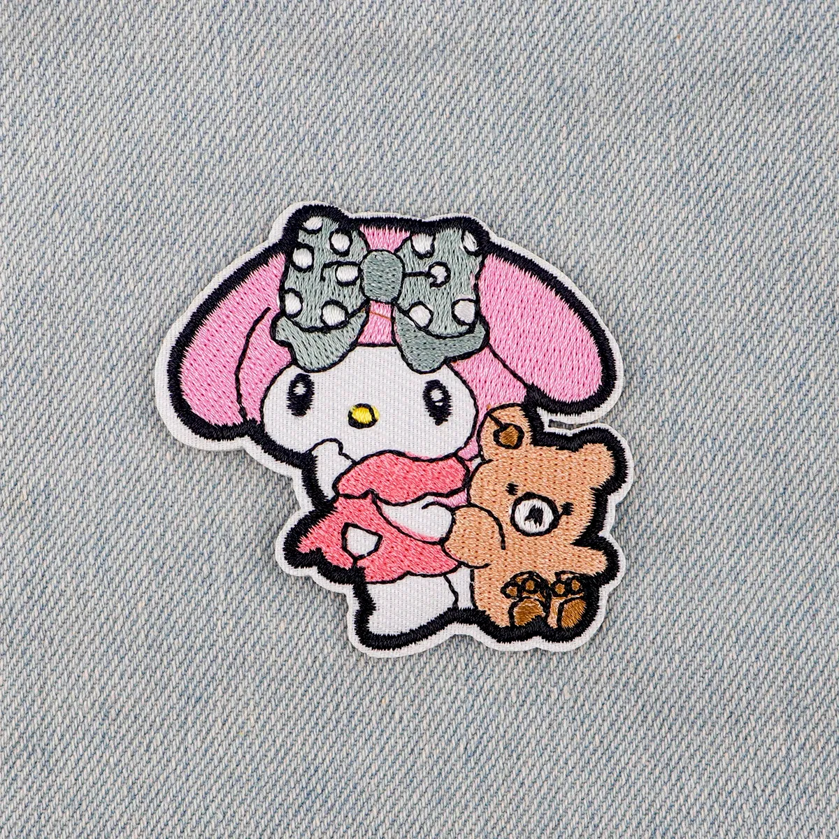 Color: Black Nickel - Anime White Dog Patches for Clothing Kawaii Embroidered Patches on Clothes Stickers DIY Ironing Appliques Jacket Jeans Stripes
