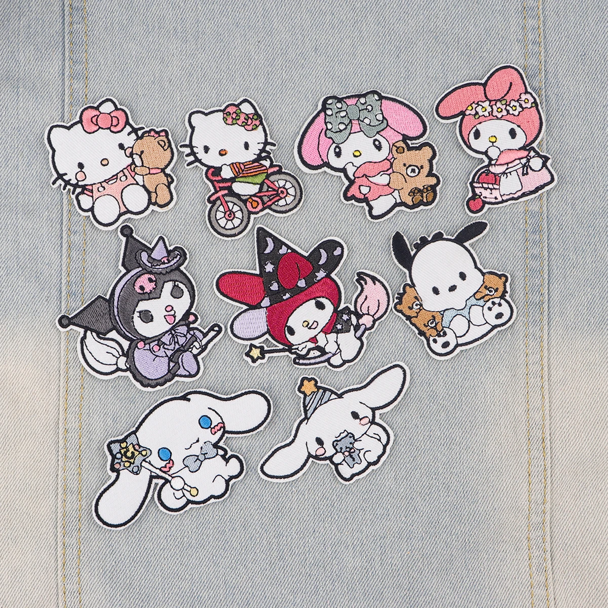 Color: Black Nickel - Anime White Dog Patches for Clothing Kawaii Embroidered Patches on Clothes Stickers DIY Ironing Appliques Jacket Jeans Stripes