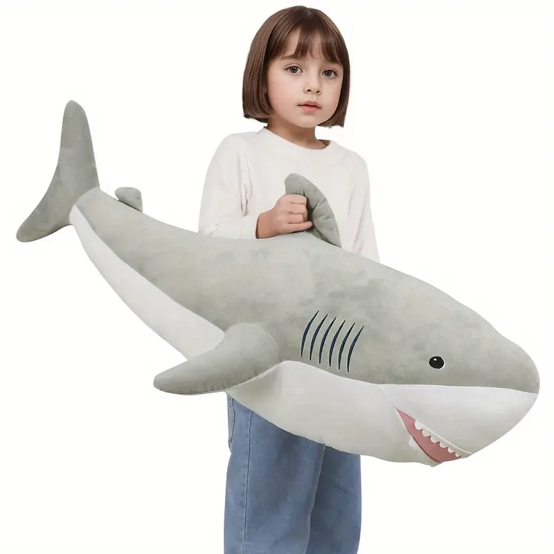 101.6 Cm Big Shark Plush Toy Pillow Big White Shark Stuffed Animal Toy