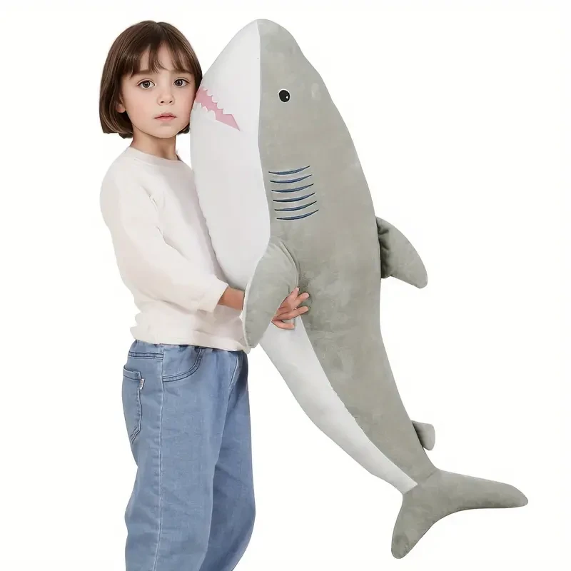 101.6 Cm Big Shark Plush Toy Pillow Big White Shark Stuffed Animal Toy