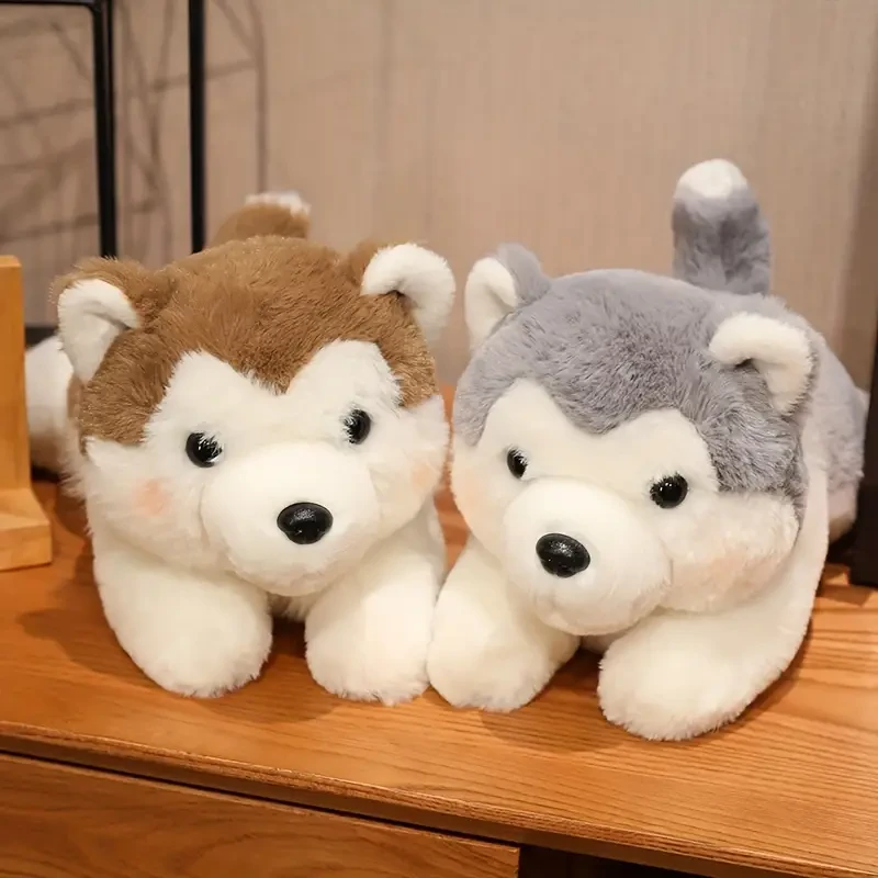 Simulation Husky Plush Pillow Lying Huskie Stuffed Animal Toy