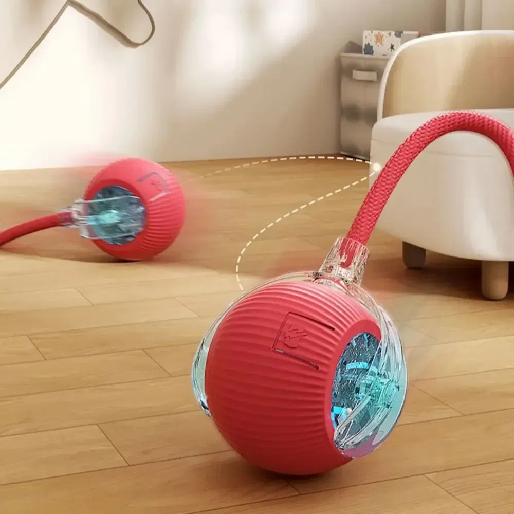 Color: GRAY - New Cat Interactive Ball Toy Automatic Rolling Ball Faux Tail Rechargeable Smart Pet Electric Toy Dog Cat Training Imitate Mouse
