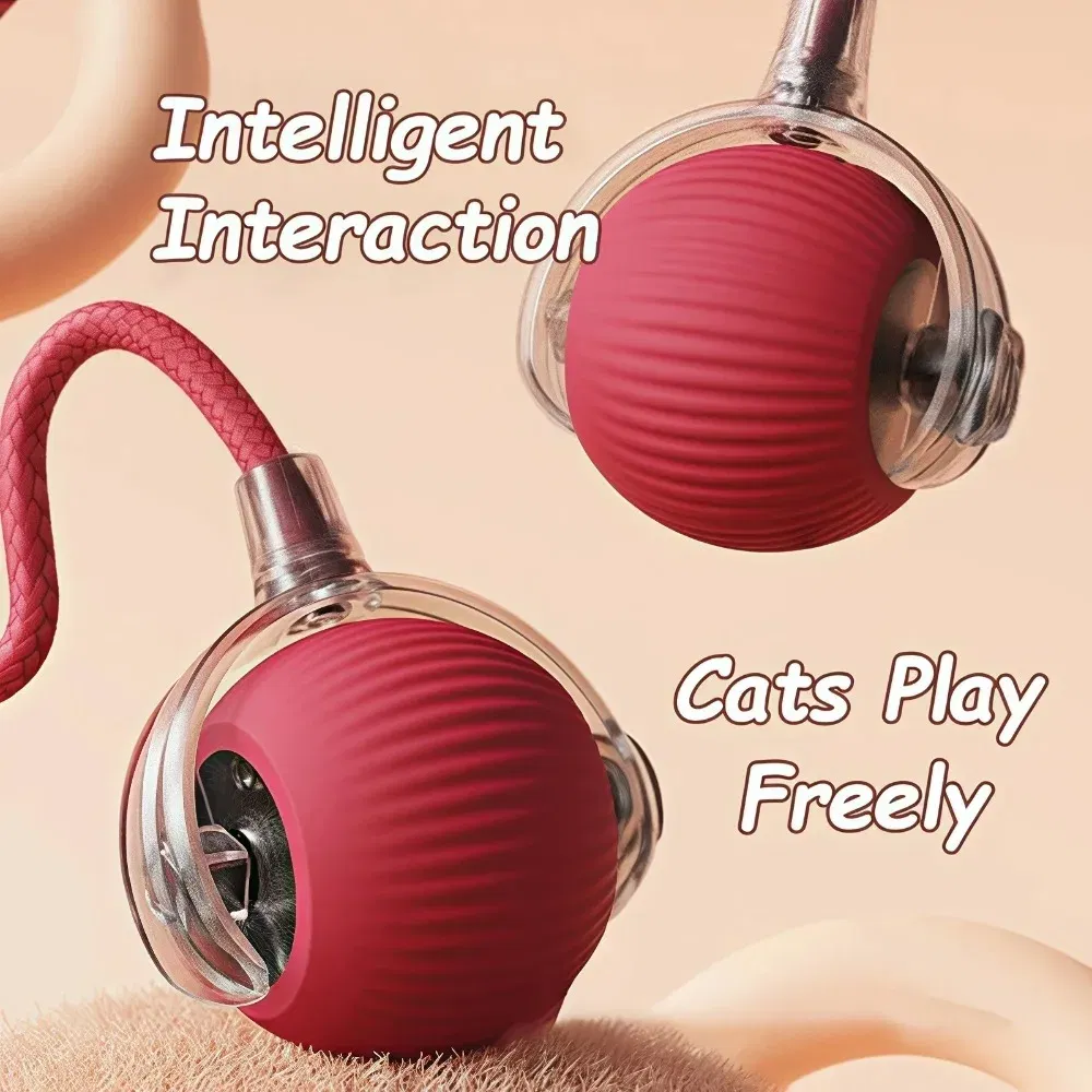 Color: GRAY - New Cat Interactive Ball Toy Automatic Rolling Ball Faux Tail Rechargeable Smart Pet Electric Toy Dog Cat Training Imitate Mouse