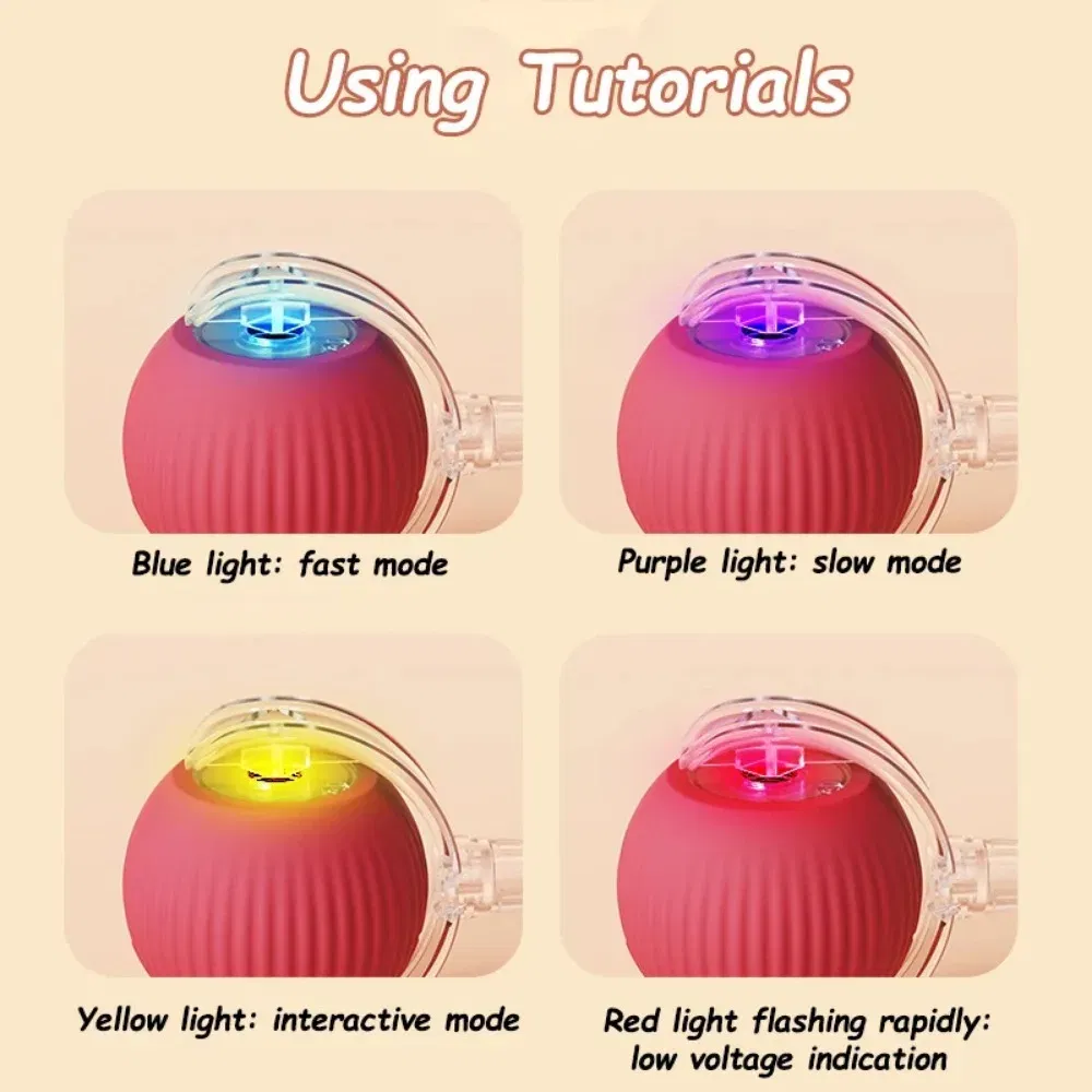 Color: GRAY - New Cat Interactive Ball Toy Automatic Rolling Ball Faux Tail Rechargeable Smart Pet Electric Toy Dog Cat Training Imitate Mouse