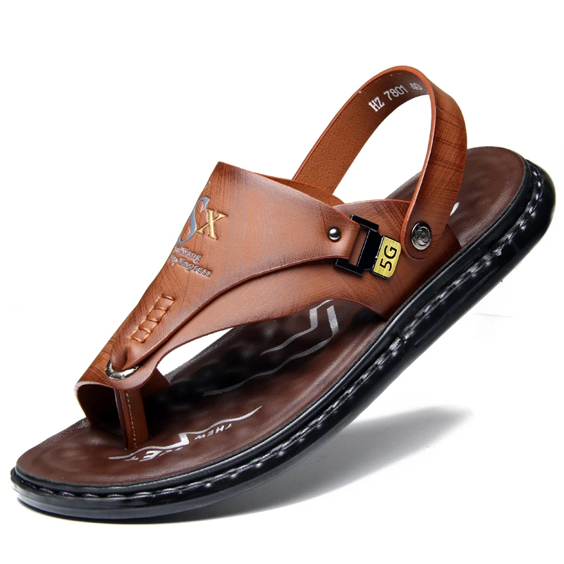 Color: black, Shoe Size: 43 - Outdoor Summer Men's Sandals Summer Office Shoes Non-Slip Mens Casual Sandalis Black