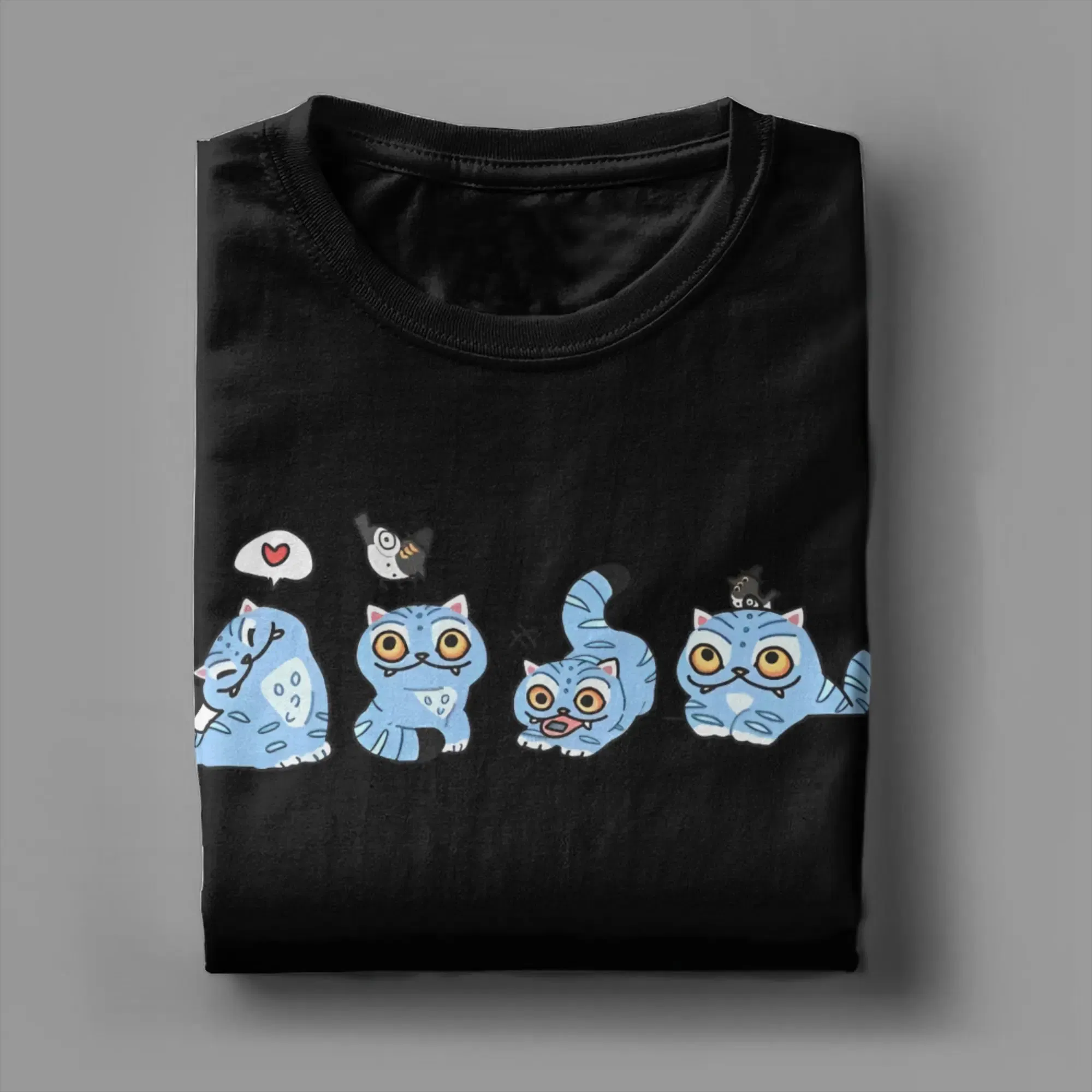 Color: PURPLE, Size: S - Derpy Tiger Cat T Shirt Men Women's Cotton Unique T-Shirt Round Collar Huntrix Kpop Demon Hunters Tees Short Sleeve 4XL 5XL 6XL