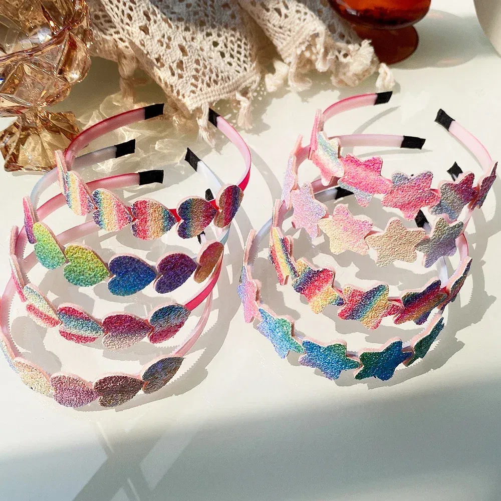 Color: light green - 1pcs Fashion Glitter Kids Hair Band Lovely Bow Stars for Headband Girls Cute Colors Hair Tiaras Hairbands Hair Accessories Gifts