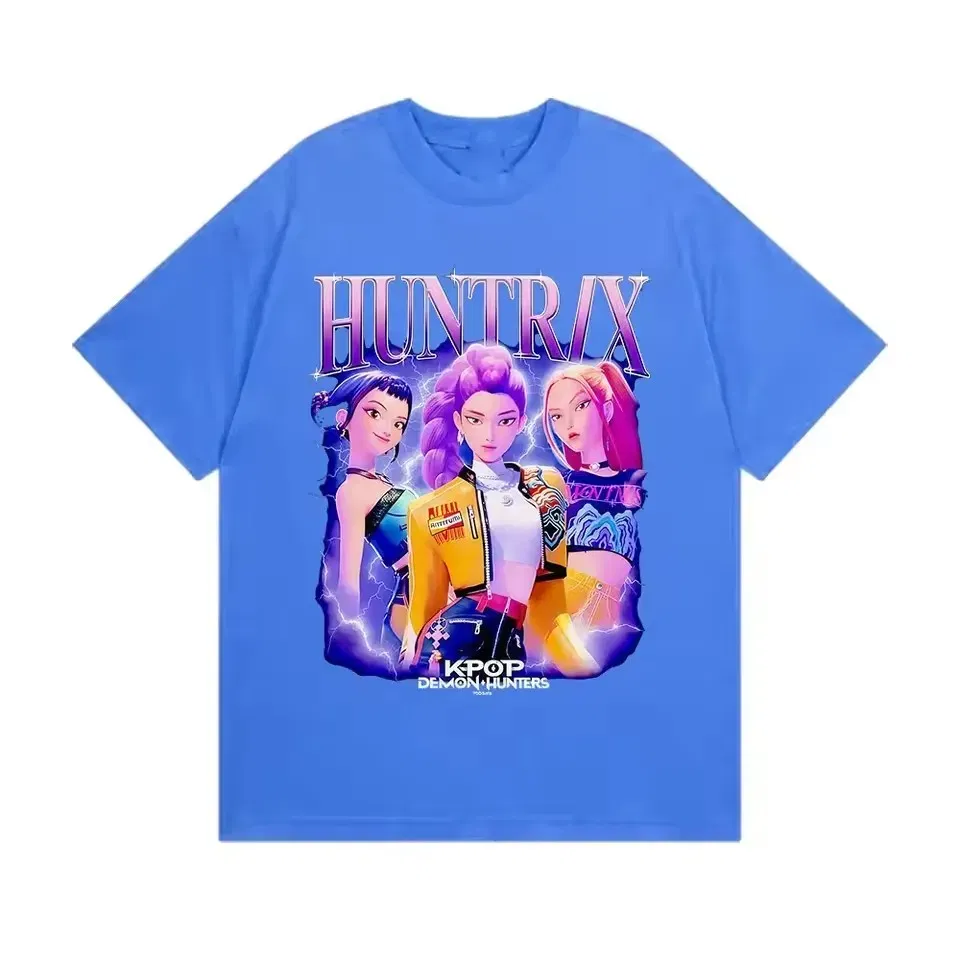 Color: Orange, Kid Size: 13 - Summer Huntrix Kpop Demon Hunters Graphics Cool Printed Girls Boys T Shirts High Quality Fashion Causal Tee Cotton Children Tops