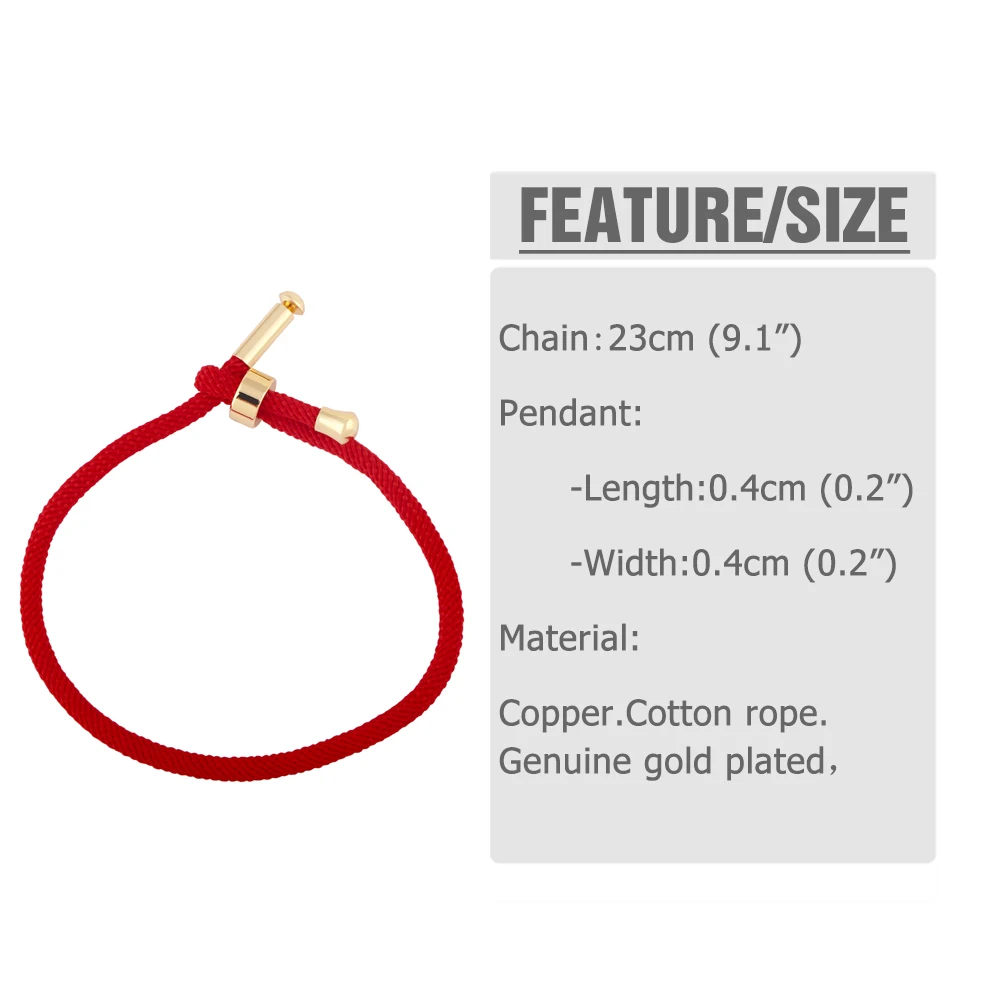 Color: Black - OCESRIO Colorful Adjustable Cotton Red Rope Bracelet Chain Gold Plated Copper DIY Components for Jewelry Making cana002