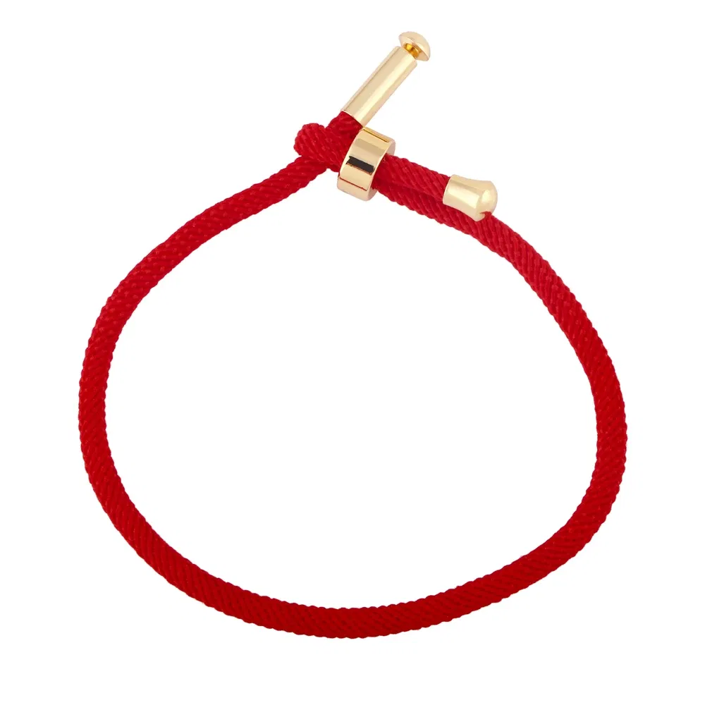 Color: Black - OCESRIO Colorful Adjustable Cotton Red Rope Bracelet Chain Gold Plated Copper DIY Components for Jewelry Making cana002