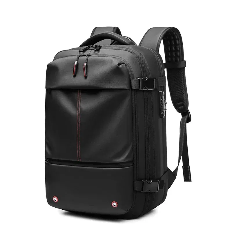 Color: black - Travel Men 17 inch Laptop Backpack vacuum compression Backpack Business Large Capacity school Backpack expand outdoor backpack
