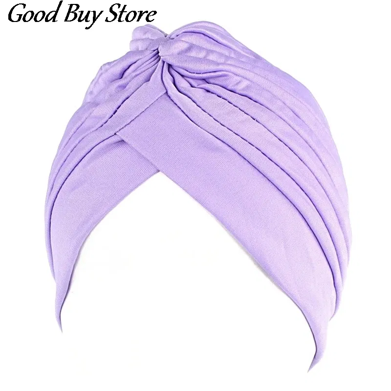 Color: dark ginger - Solid Color Turban Hat Women Muslim Stretch Hijabs Hats Islamic Underscarf Head Wrap Cap Female Plain Headwear Headband Soft