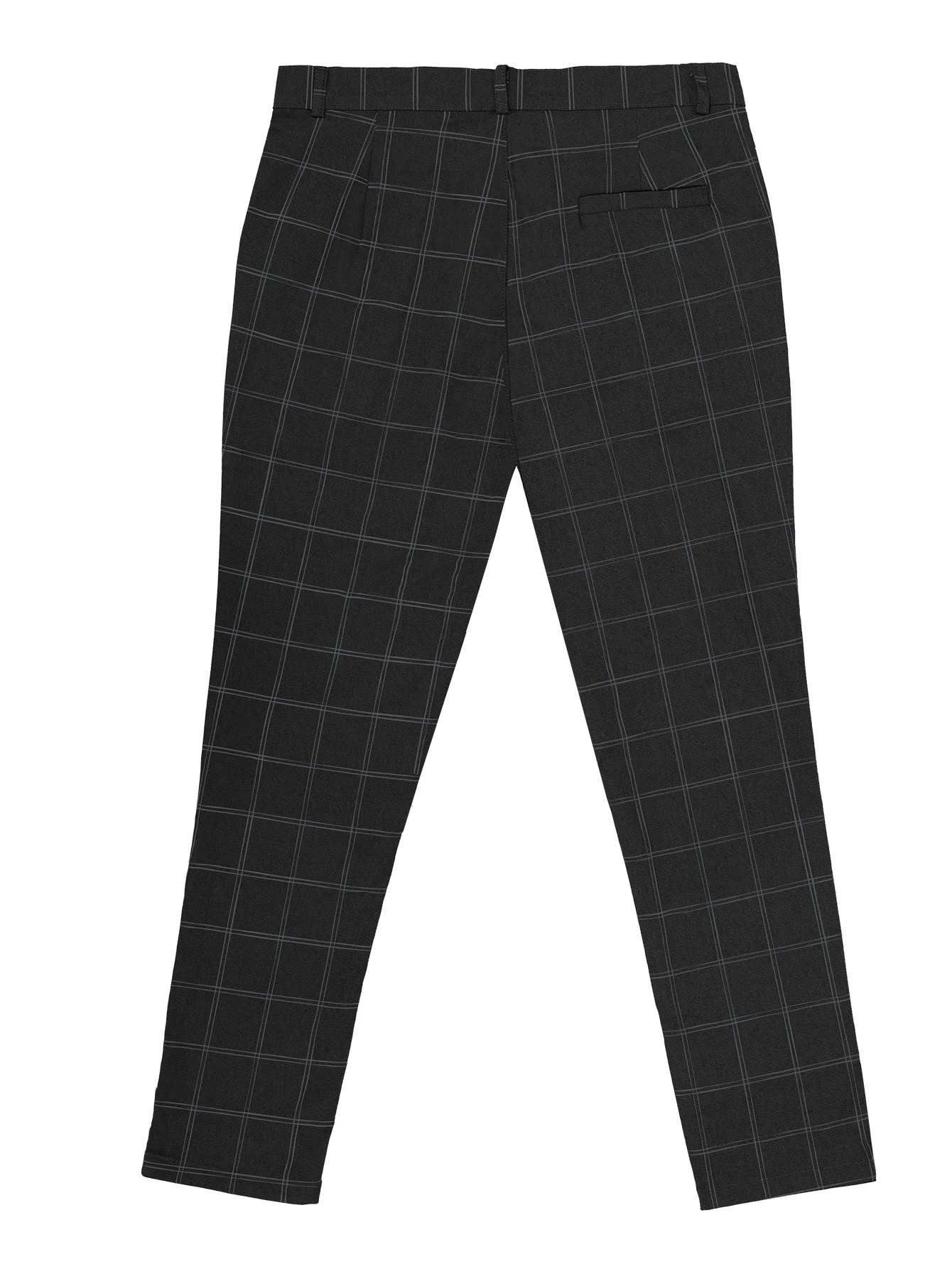 Color: WHITE, Size: M - Checkered Fashion Europe and the United States Style Men's Pants Business Casual Travel Slim Pants Comfortable and Versatile