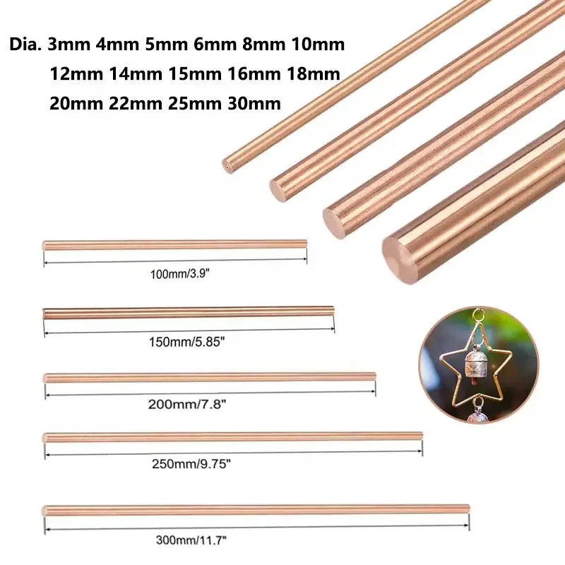 Color: WHITE, Specification: 15mm - 1pcs Copper Round Bar Metal Rod Milling Metalworking 3mm 4mm 5mm 6mm 8mm-30mm Length50mm-300mm Copper Rod