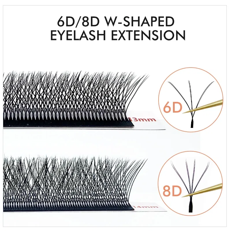 Color: Brushed Chrome, Curl: D, Thickness: 0.07mm, Length: MIX - NATUHANA 3D 4D WW Shaped Eyelash extensions 0.07mm C D L LU Curl Premade Fans Faux Mink Volume Lashes Korean Make Up Tool