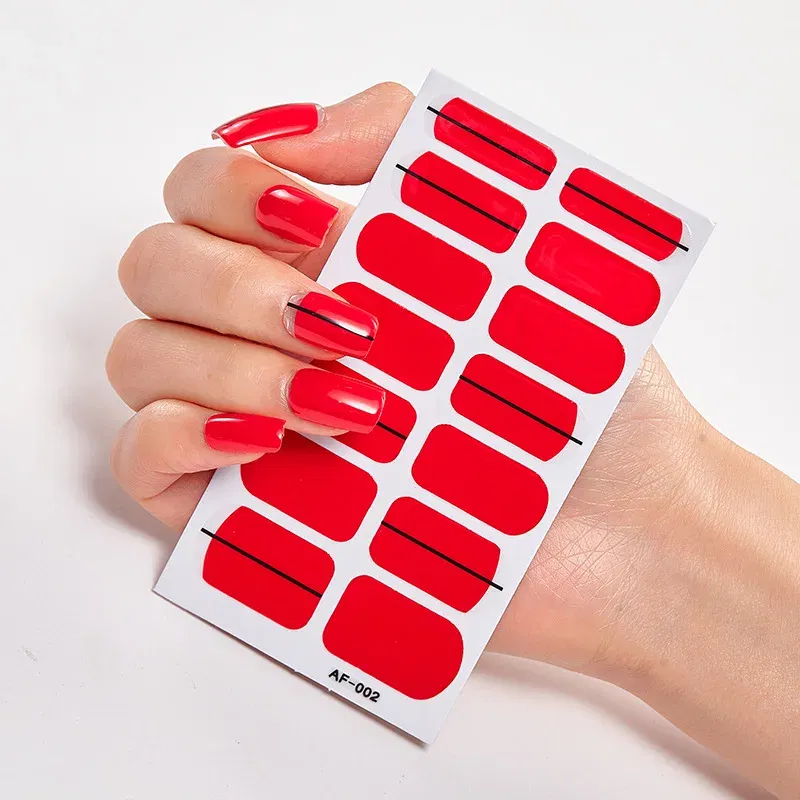 Color: Watermelon red - Full Cover Nail Stickers Nail Polish Nail Decoration Nails Sticker Designer Self Adhesive Nail Sticker Creative Nail Art Sticker