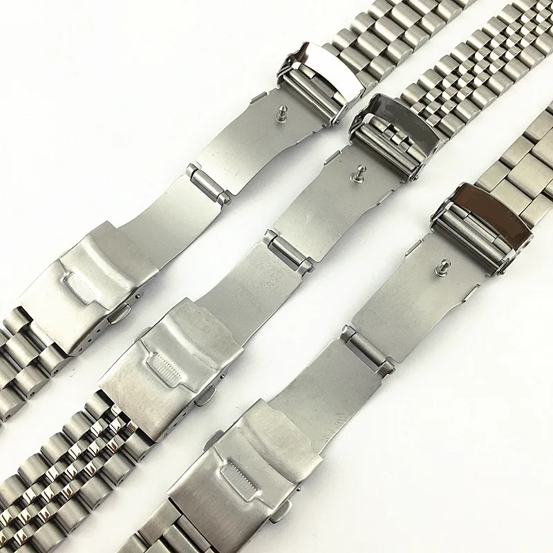 Band Color: Blue Pink, Band Width: 20mm - For Seiko Solid Stainless Steel Band 20mm 22mm Men's Sports Strap Srpd Skx007/Skx009 SRPD63K1 Jubilee Curved End Bracelet