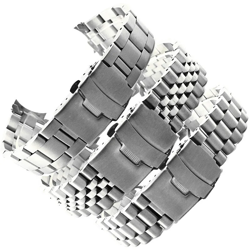 Band Color: Blue Pink, Band Width: 20mm - For Seiko Solid Stainless Steel Band 20mm 22mm Men's Sports Strap Srpd Skx007/Skx009 SRPD63K1 Jubilee Curved End Bracelet