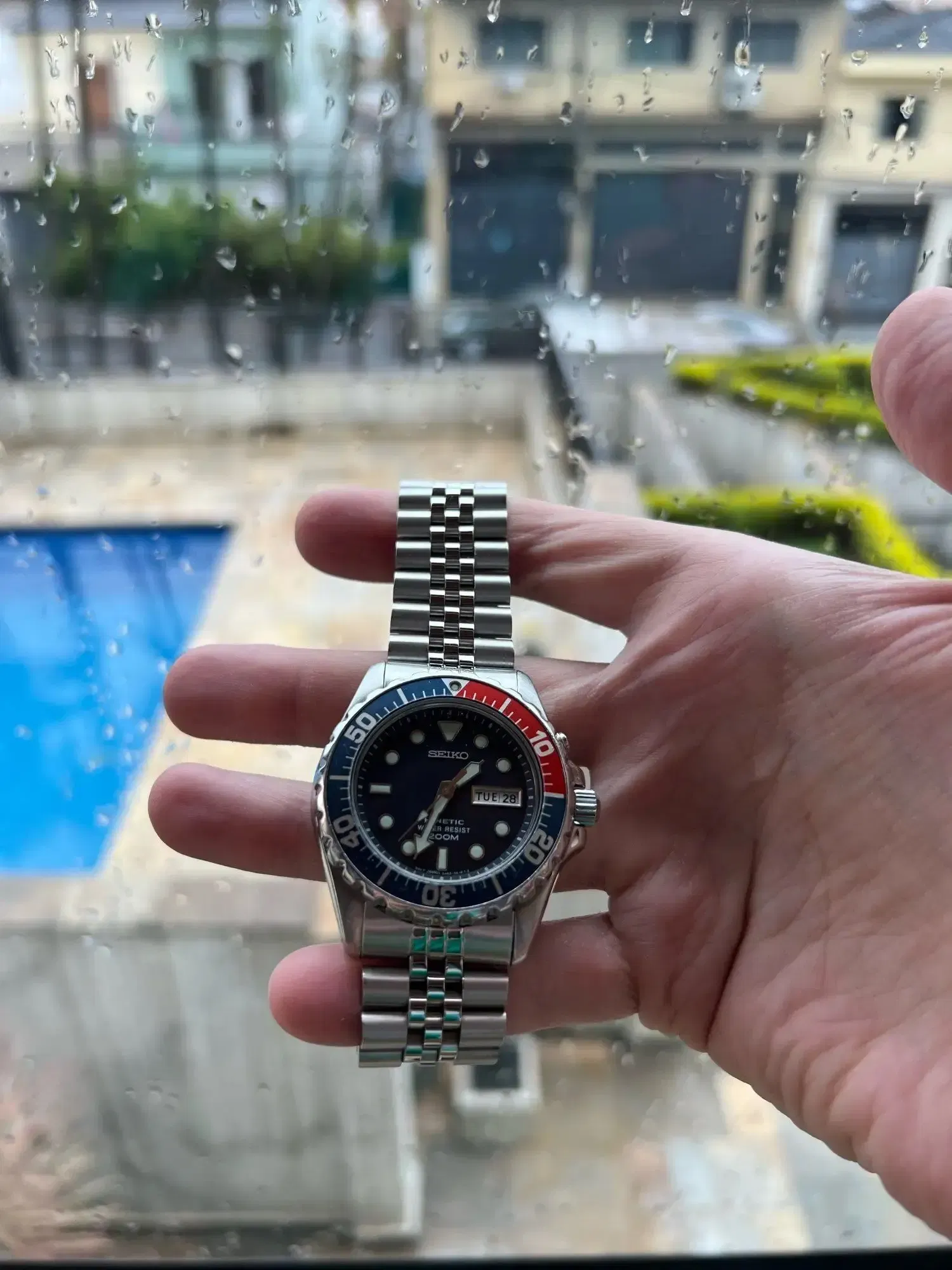 Band Color: Blue Pink, Band Width: 20mm - For Seiko Solid Stainless Steel Band 20mm 22mm Men's Sports Strap Srpd Skx007/Skx009 SRPD63K1 Jubilee Curved End Bracelet