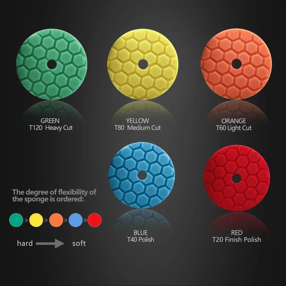 Color: PURPLE, Material: Wool Wheel, Ships From: CN - (Bulk Sales) SPTA 3"(80mm)/5"(125mm)/6"(150mm) Hex-Logic Car Sponge Polishing Buffing Pads For DA/RO/GA Auto Buffer Polisher