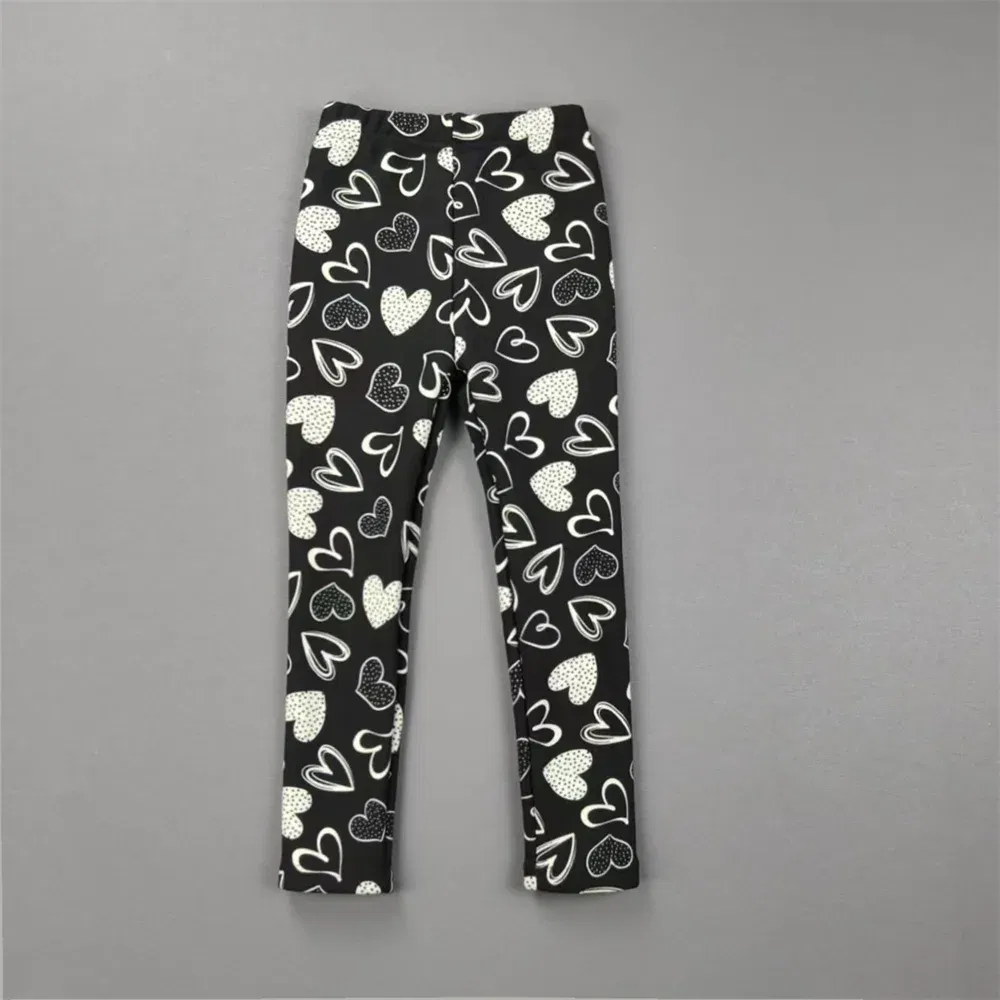 Color: Yellow, Kid Size: 3T - 2-11Y Girls' Pants Autumn and Winter Slim Fit Warm Bottom Pants Thickened Velvet Printed Children's Pants Baby Casual Pants