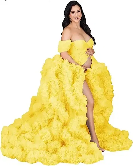 Color: Silver, Maternity Size: M, Ships From: CHINA - Tulle Long Maternity Dress Photoshoot п?»?°?‚ь?µ photography dresses baby shower dresses for pregnant woman п?»?°?‚ь?µ д?»я ?±?µ