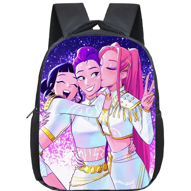 Color: Pink - KPop Demon Hunters School Bags 12inch Lightweight Children Backpack Girls Boys Orthopedic Kids Book Bags Back To School Mochilas