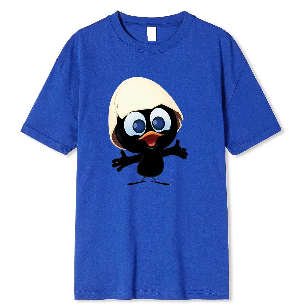 Color: GRAY, Size: XXXL - Sunlight T Shirt Big Size Men Calimero Cartoon pattern Men T Shirt Painted Funny Tshirt Men T Shirt
