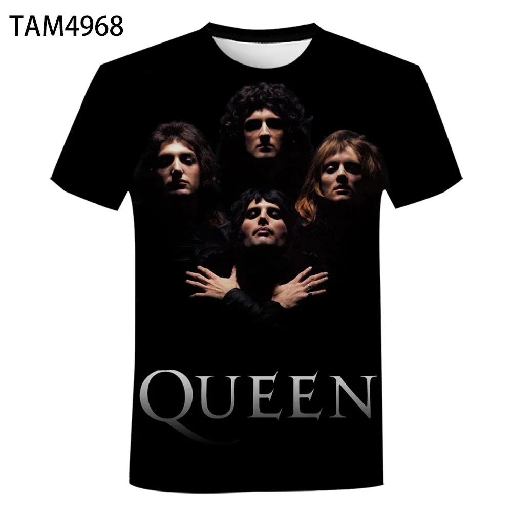 Color: Beige, Size: M - New British Rock Band Queen 3D Printed Men Women T-shirt Casual Short Sleeve Oversized Tees Tops Fashion Punk O-Neck Clothing
