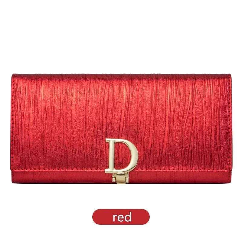 Color: Blue - 2025 Design Women Long Wallets Fashion Long Phone Purse Luxury Genuine Leather Ladies Card Holder Stripe Wallet Cartera De Mujer