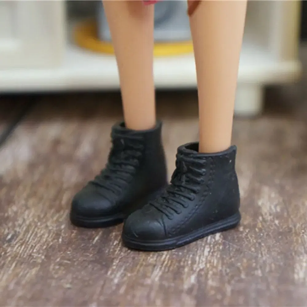 Color: Navy Blue - 30CM Doll Shoes Fashion Female High Heels Hollowed Roman Sandals Casual Shoes Sneakers For 1/6 Bjd Dolls Accessories Kids Toys