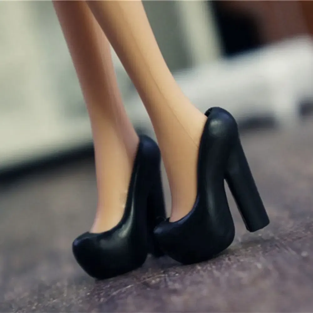 Color: Navy Blue - 30CM Doll Shoes Fashion Female High Heels Hollowed Roman Sandals Casual Shoes Sneakers For 1/6 Bjd Dolls Accessories Kids Toys