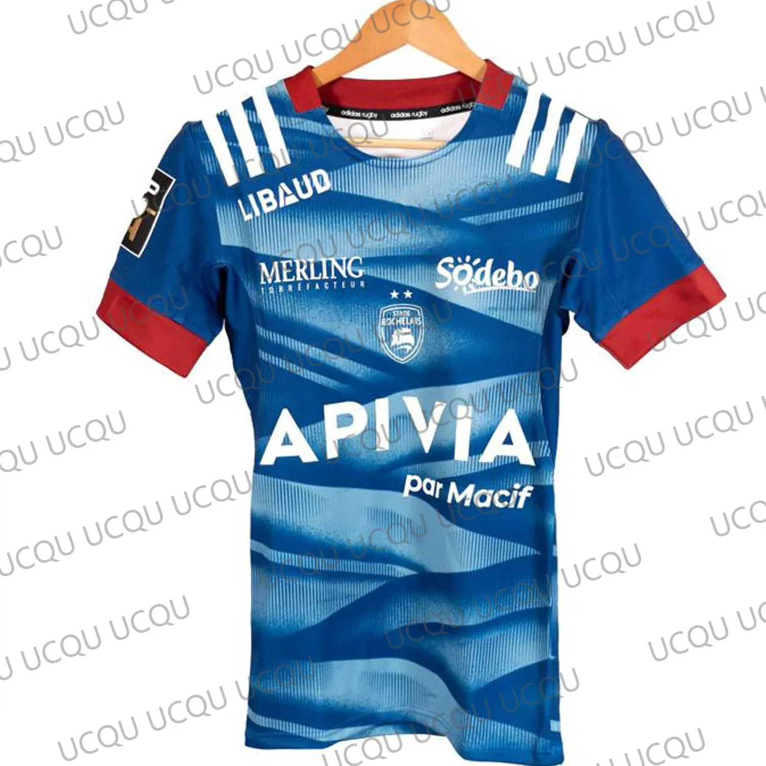 Color: SKY BLUE, Kid Size: 15 - 2025 New Arriavl France Rugly Jersey 24-25 Game Jersey Oversized Stade Rochelais Football Short Sleeve Tops