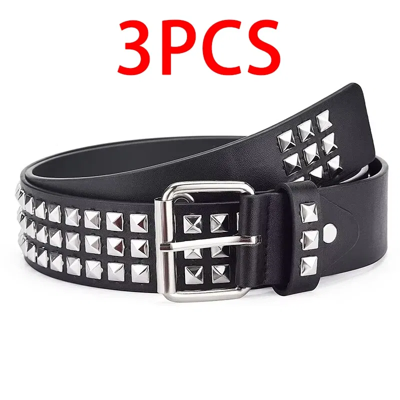 Color: Dark Grey, Belt Length: 110cm - Fashion New Square Bead Rivet Belt Metal Pyramid Belt Men and Women Punk Hardware Jeans Belt Y2K Belt Designer Belt Women's Belt