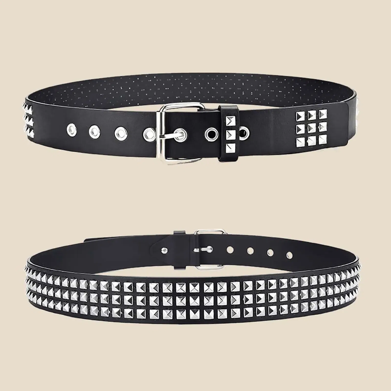 Color: Dark Grey, Belt Length: 110cm - Fashion New Square Bead Rivet Belt Metal Pyramid Belt Men and Women Punk Hardware Jeans Belt Y2K Belt Designer Belt Women's Belt